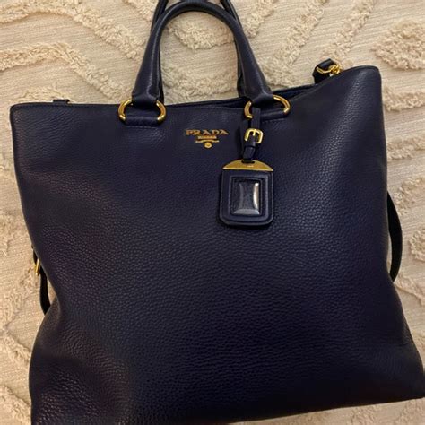 prada vitello phenix tote navy blue